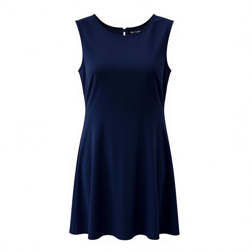 Lauren Ralph Lauren Navy Sleeveless A-Line Dress With Bow Accent